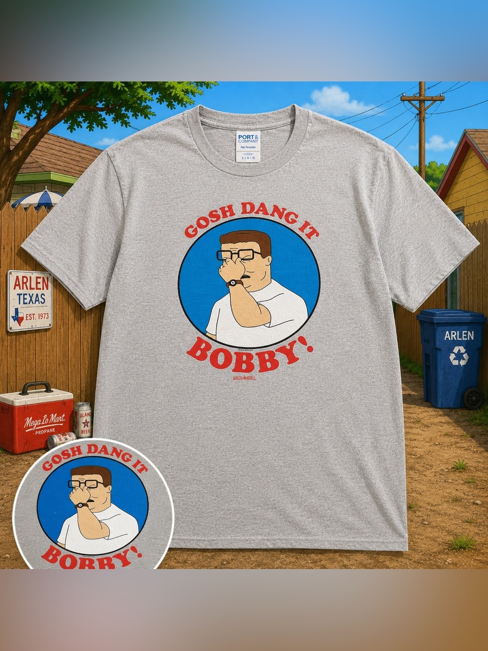 King Of The Hill Gosh Dang It Bobby Hank Hill Graphic Tee Large Funny TV